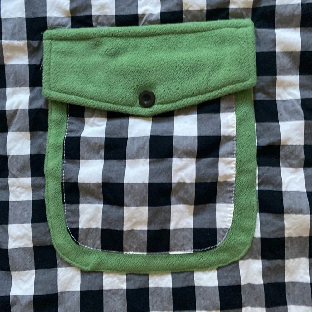 Isaac Mizrahi Green Checkered XL Dog  Winter Coat With Storage
